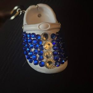 Blue & sliver rhinestone white crocs keychain